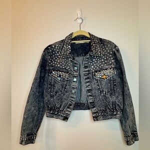 Alice + Olivia Embellished Crystal Denim Jacket – Size M